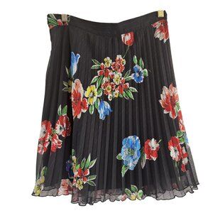 Be Blumarine Women's Black Floral Print Chiffon Pleated Mini Skirt Size 8